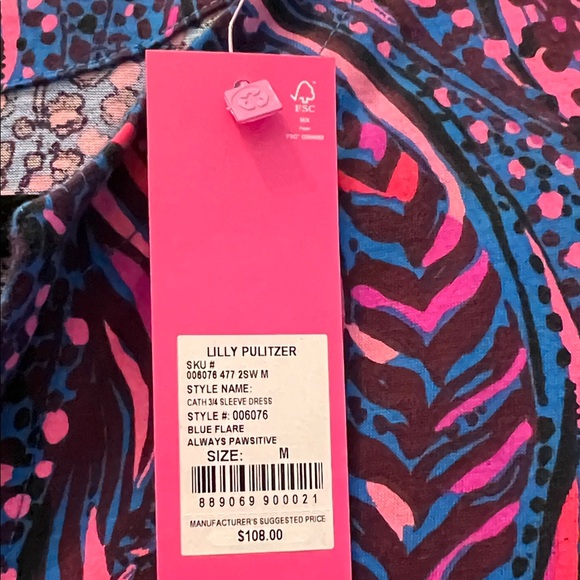 Lilly Pulitzer Cath 3/4 Sleeve Dress NWT - “ALWAYS PAWSITIVE” 🐾 - Picture 4 of 4